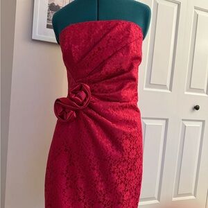 Elegant pink Strapless Lace Dress